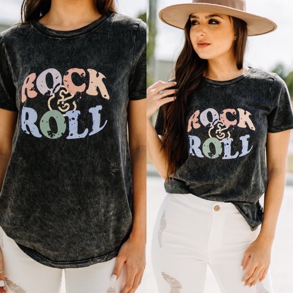 . Rock & Roll Mineral Wash Short Sleeve Graphic T-Shirt - Picture 3 of 14